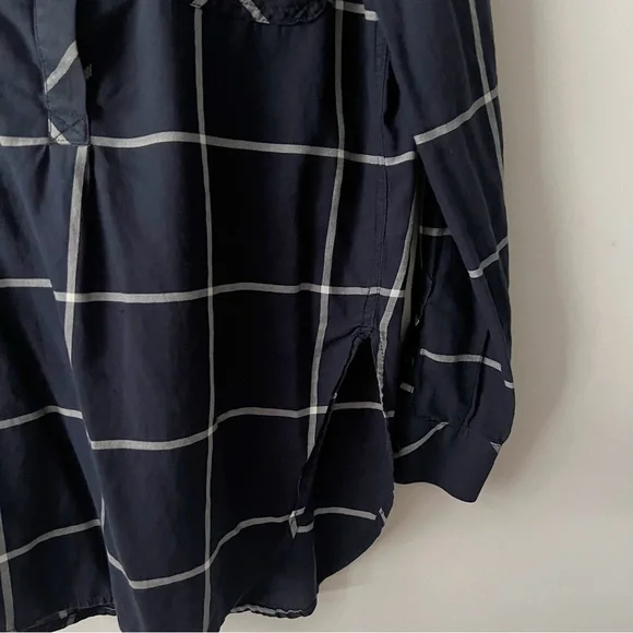 Athleta Presidio Plaid Popover Tunic Navy White - Picture 3 of 5